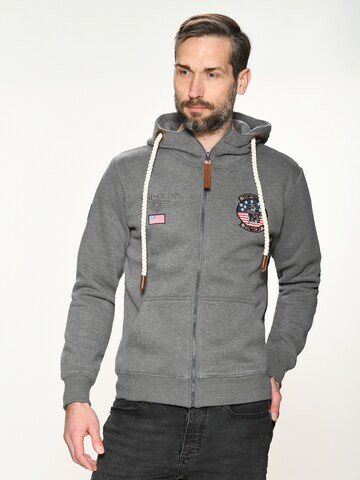 TOP GUN Sweat jacket in Grey: front