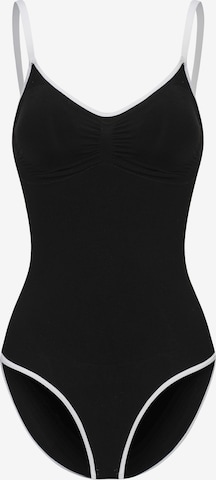 Body modellante 'Lined Bodysuit Sculpting Shapewear mit integrierten Pads mit Slip' di cfab (formerly creamy fabrics) in nero: frontale