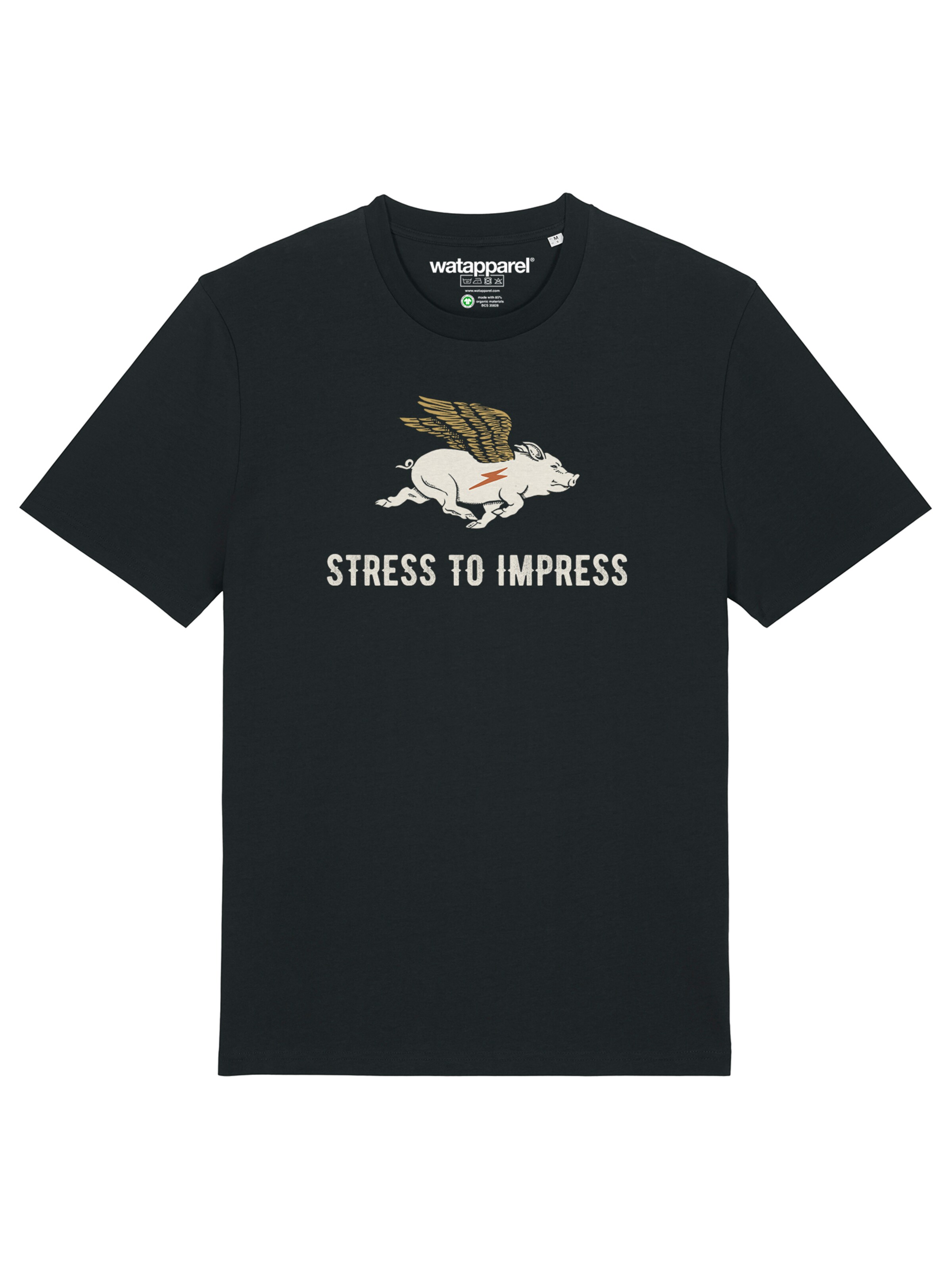 T-Shirt 'Stress To Impress' Watapparel en noir : devant
