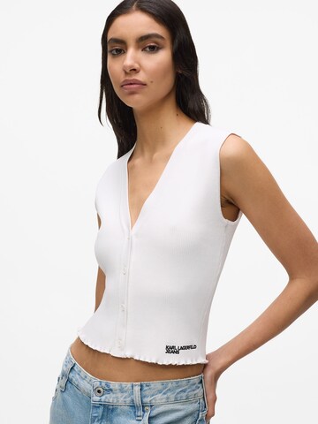 Top ' Gestricktes Button-down-Top ' di KARL LAGERFELD JEANS in bianco: frontale