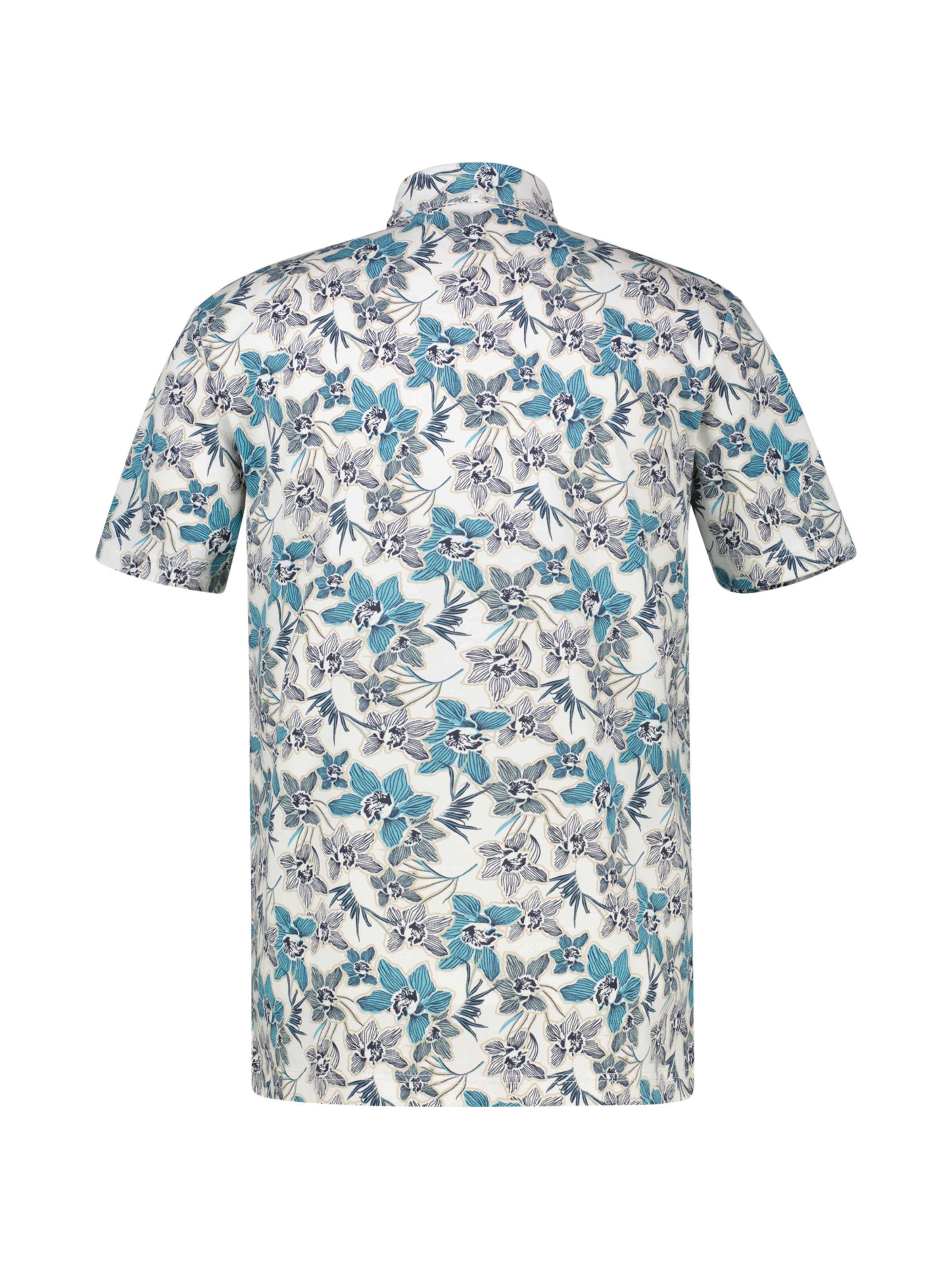 LERROS Sommerliches Poloshirt mit angesagtem, floralem Printmuster in Weiß