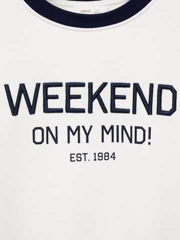 MANGO KIDS Sweatshirt 'WEEKEND' i vit