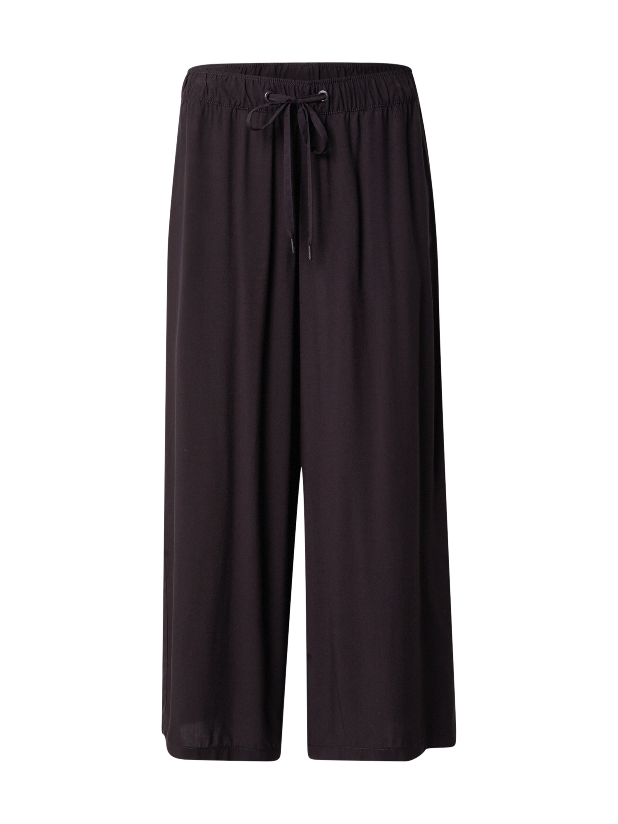 QS Wide Leg Bukser i sort: forside