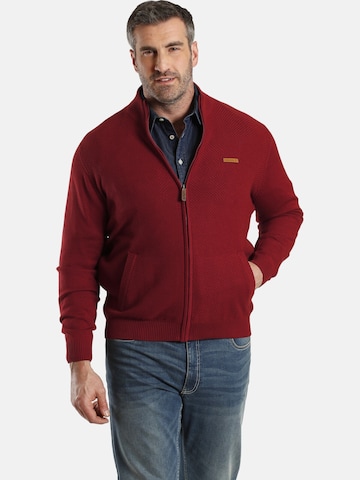 Charles Colby Knit Cardigan ' Duke Gibbs ' in Red: front