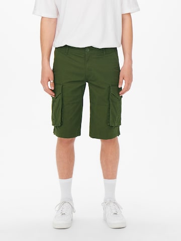 Regular Pantalon cargo 'Kim' Only & Sons en vert : devant