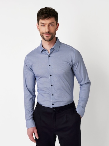 DESOTO Slim fit Button Up Shirt in Blue: front