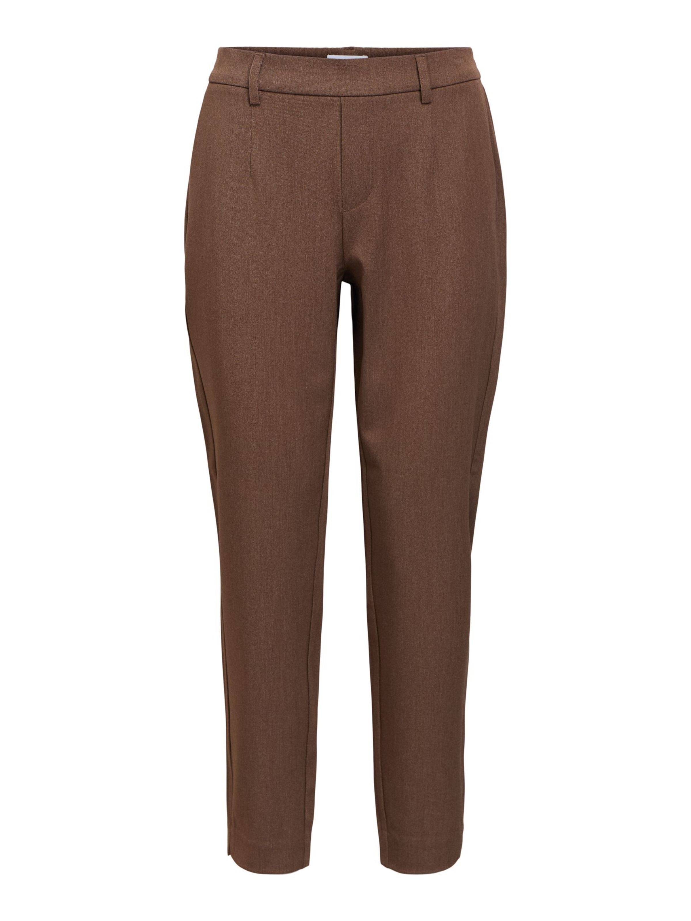 OBJECT Slim fit Pleat-front trousers 'OBJLisa' in Brown: front