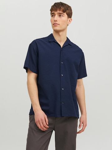 JACK & JONES Regular fit Button Up Shirt 'PALMA' in Blue: front