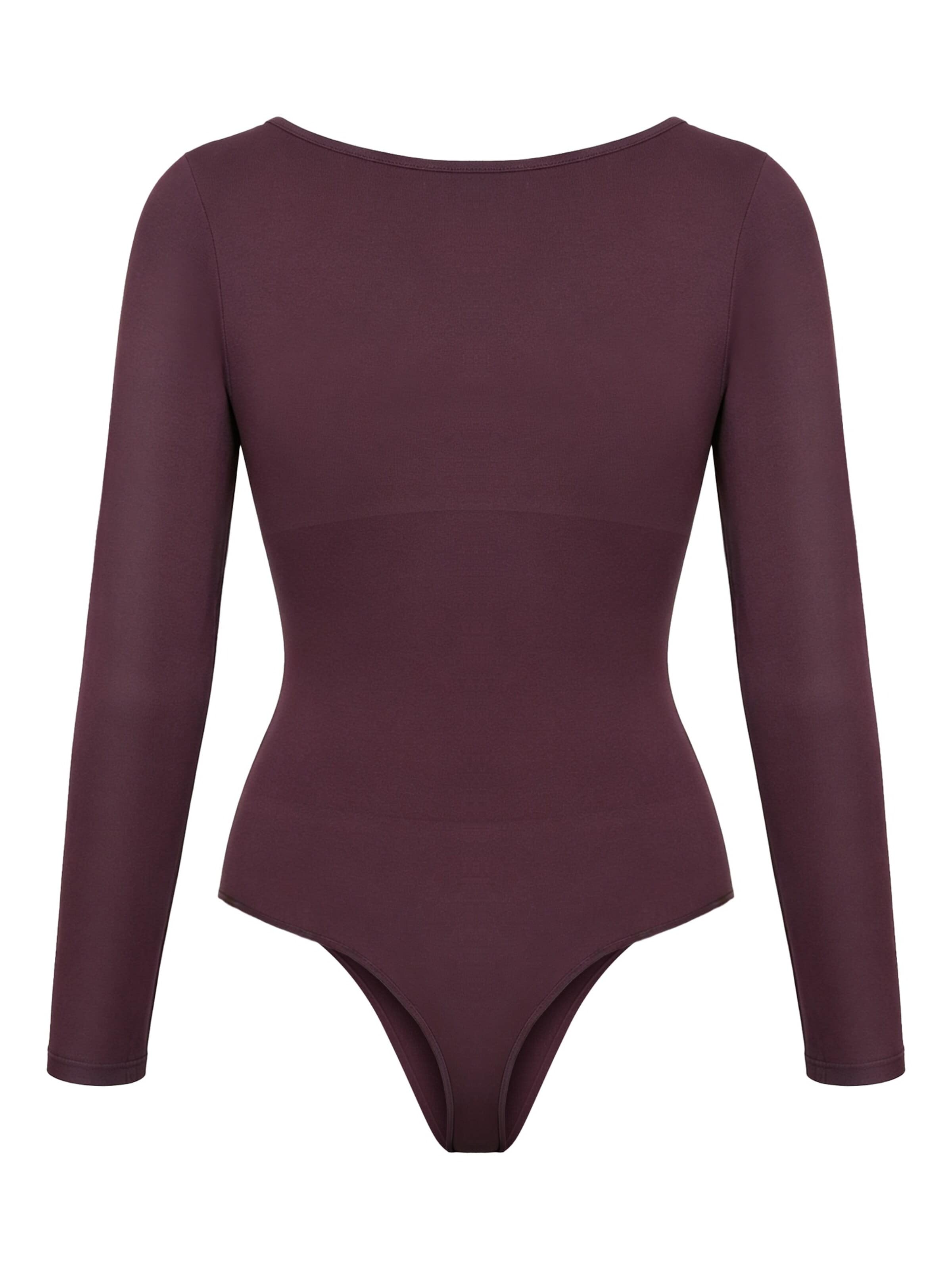 cfab - Body moldeador 'Clean Longsleeve Squareneck Sculpting Bodysuit with String' en rojo