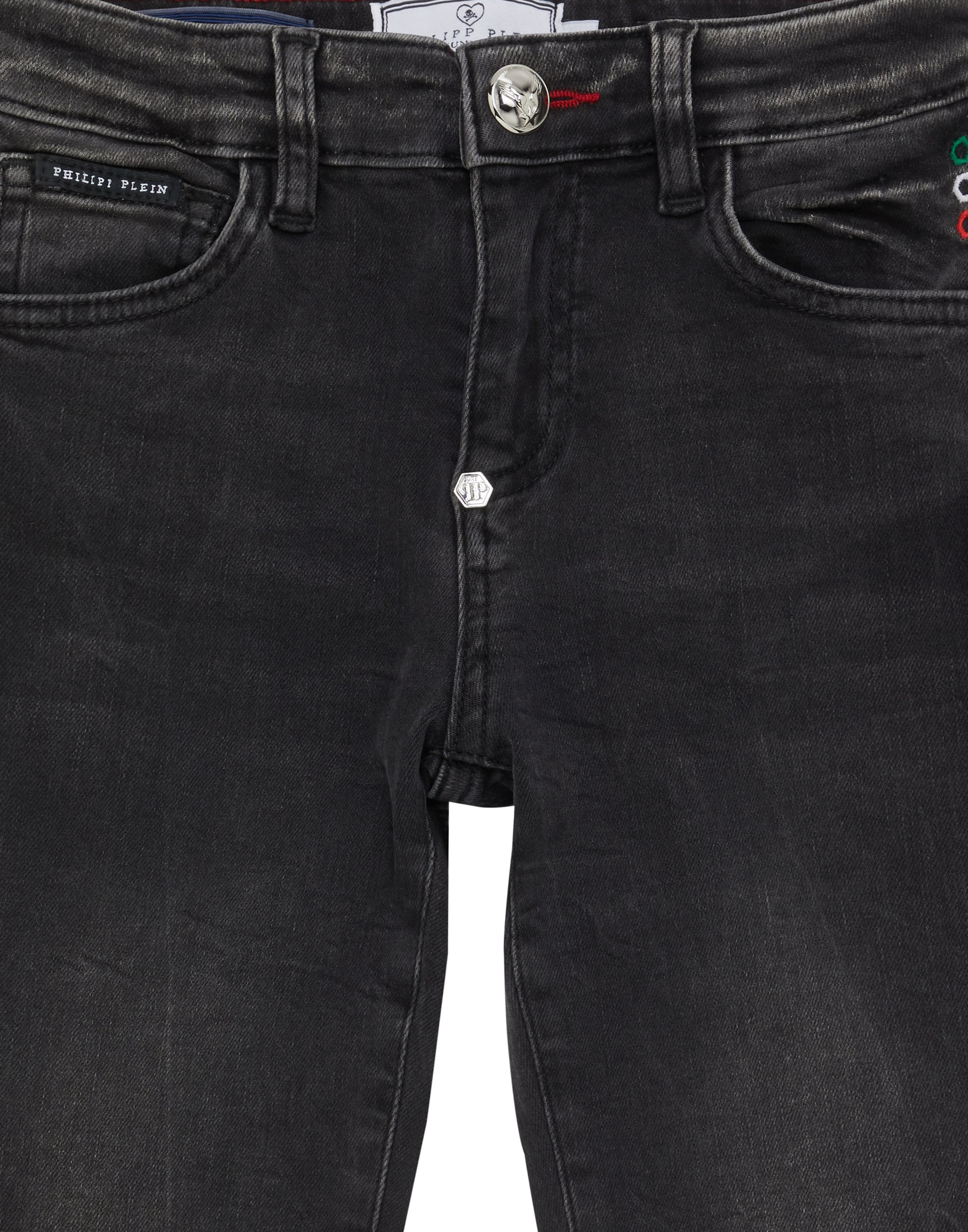 Philipp Plein - regular Vaquero 'Skull' en negro