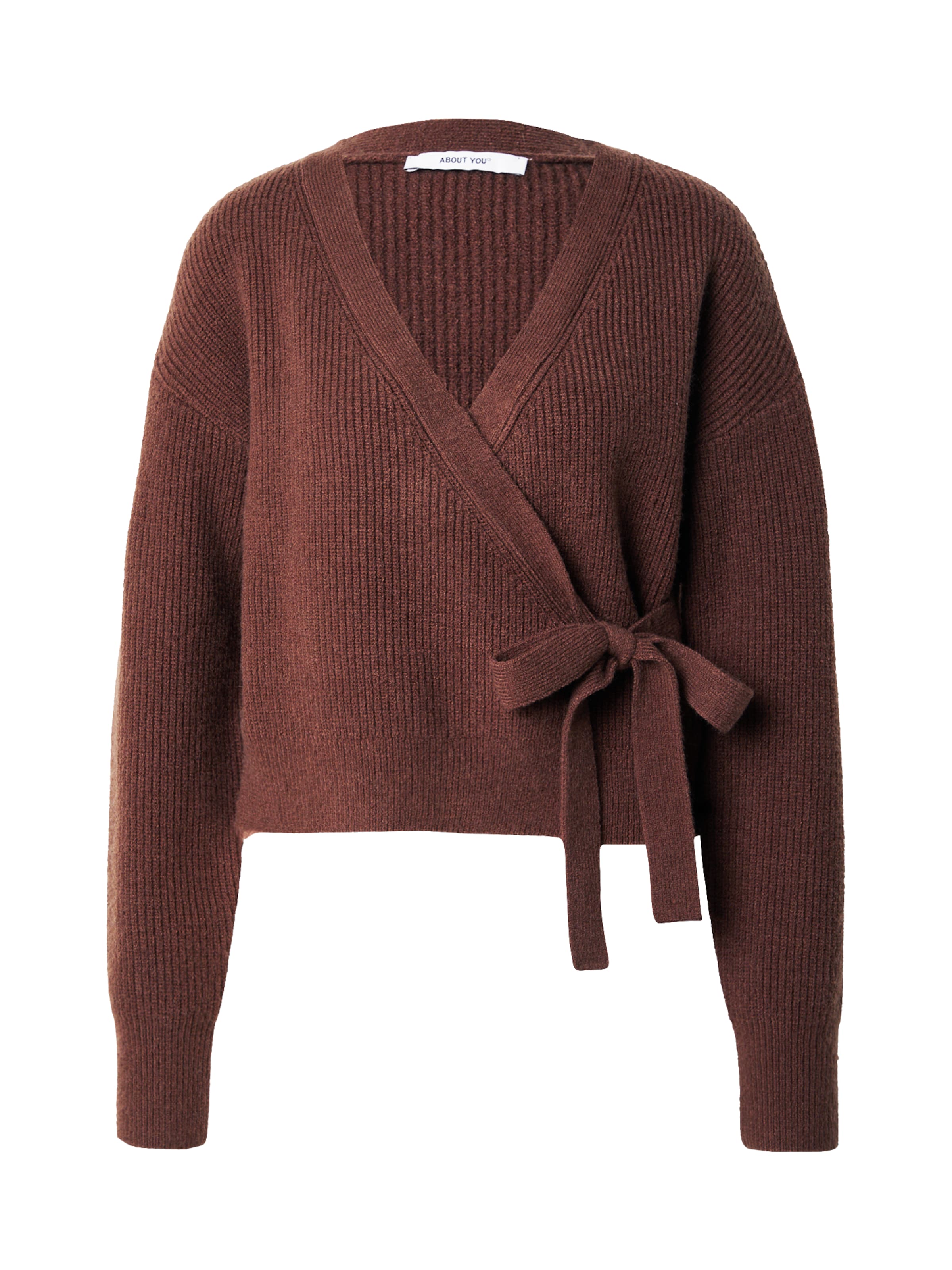 ABOUT YOU Knit cardigan 'Cassandra' in Brown: front