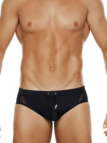BIMONI Sportbadehose 'Badeslip Netz Mesh' in Schwarz: Vorderseite