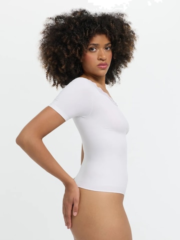 cfab - Body modelador 'Lace T-Shirt Bodysuit Sculpting Shapewear with String' em branco