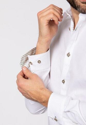 STOCKERPOINT Comfort fit Traditional Button Up Shirt 'Peter' in White