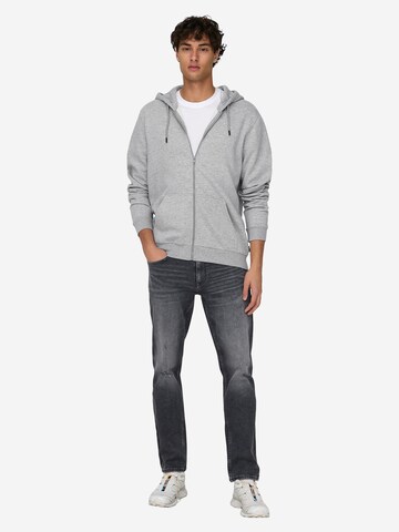 Only & Sons Sweatjacke 'Ceres' in Silber