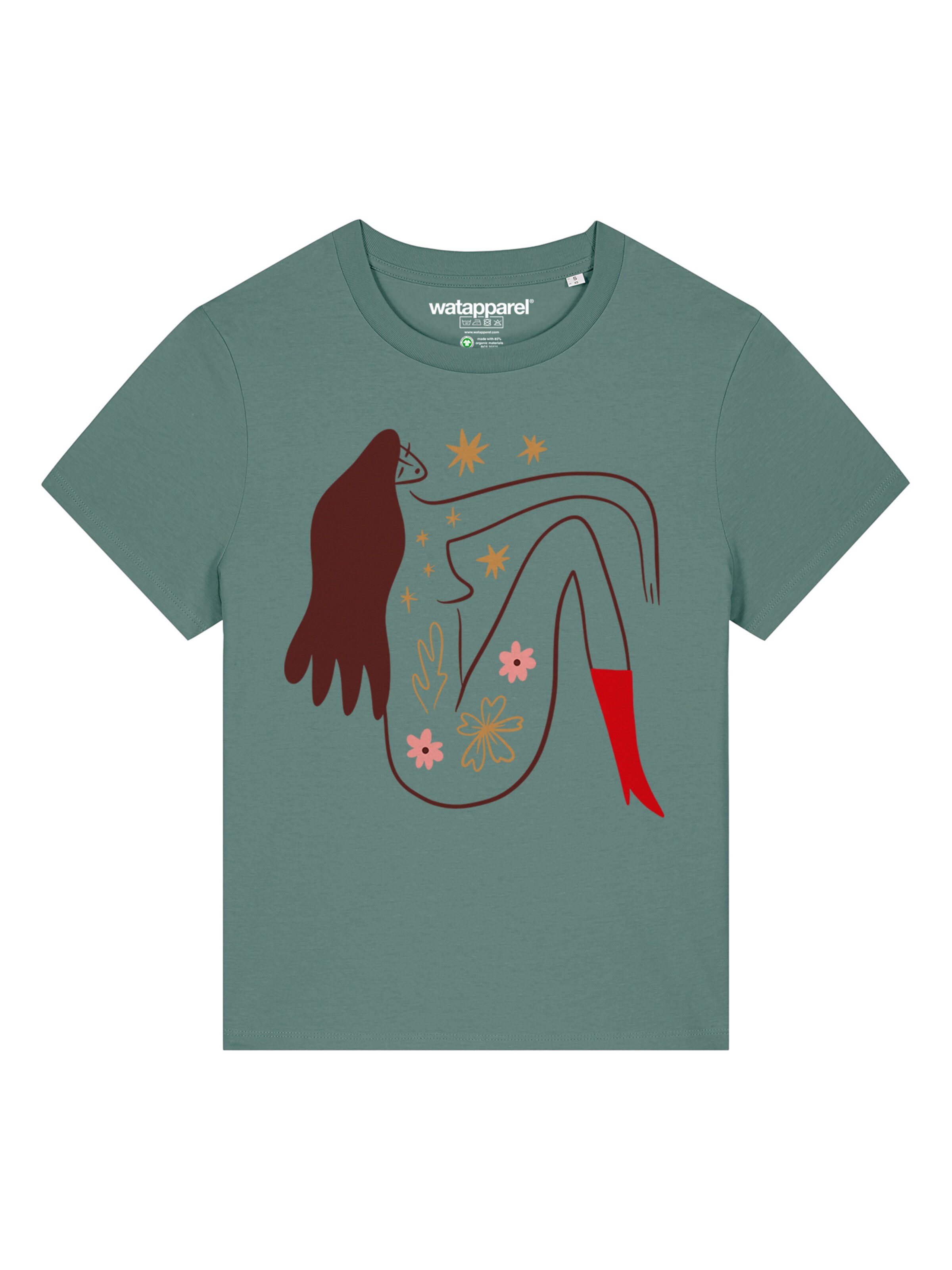 Watapparel Shirt 'Love And Flex' in Groen: voorkant