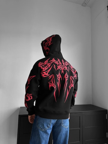 Felpa 'Oversize Mafia Tribal Hoodie - Black and Red' di Kleidermafia in nero
