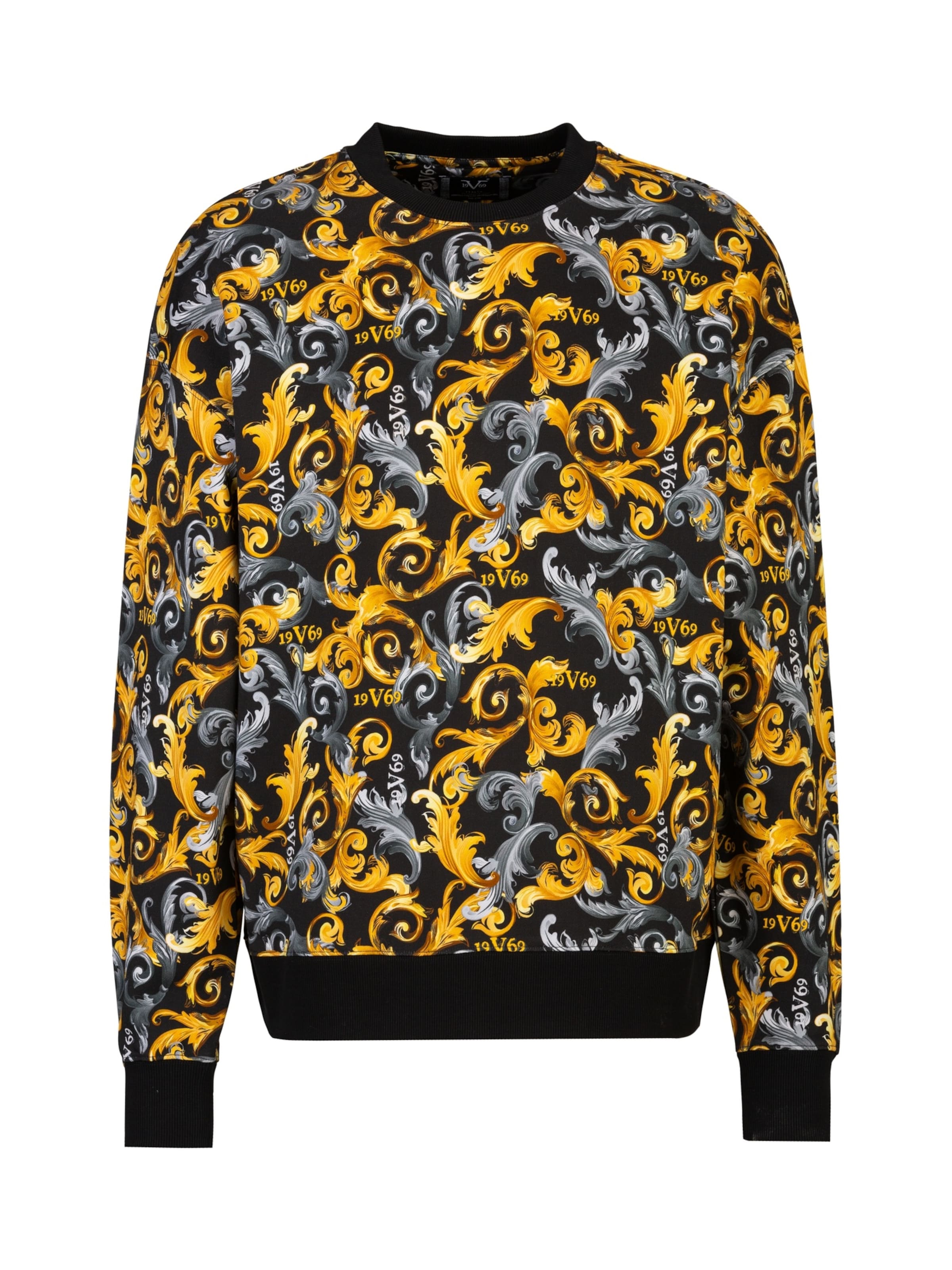 19V69 ITALIA Суичър 'Omero New Baroque' в пъстро: отпред