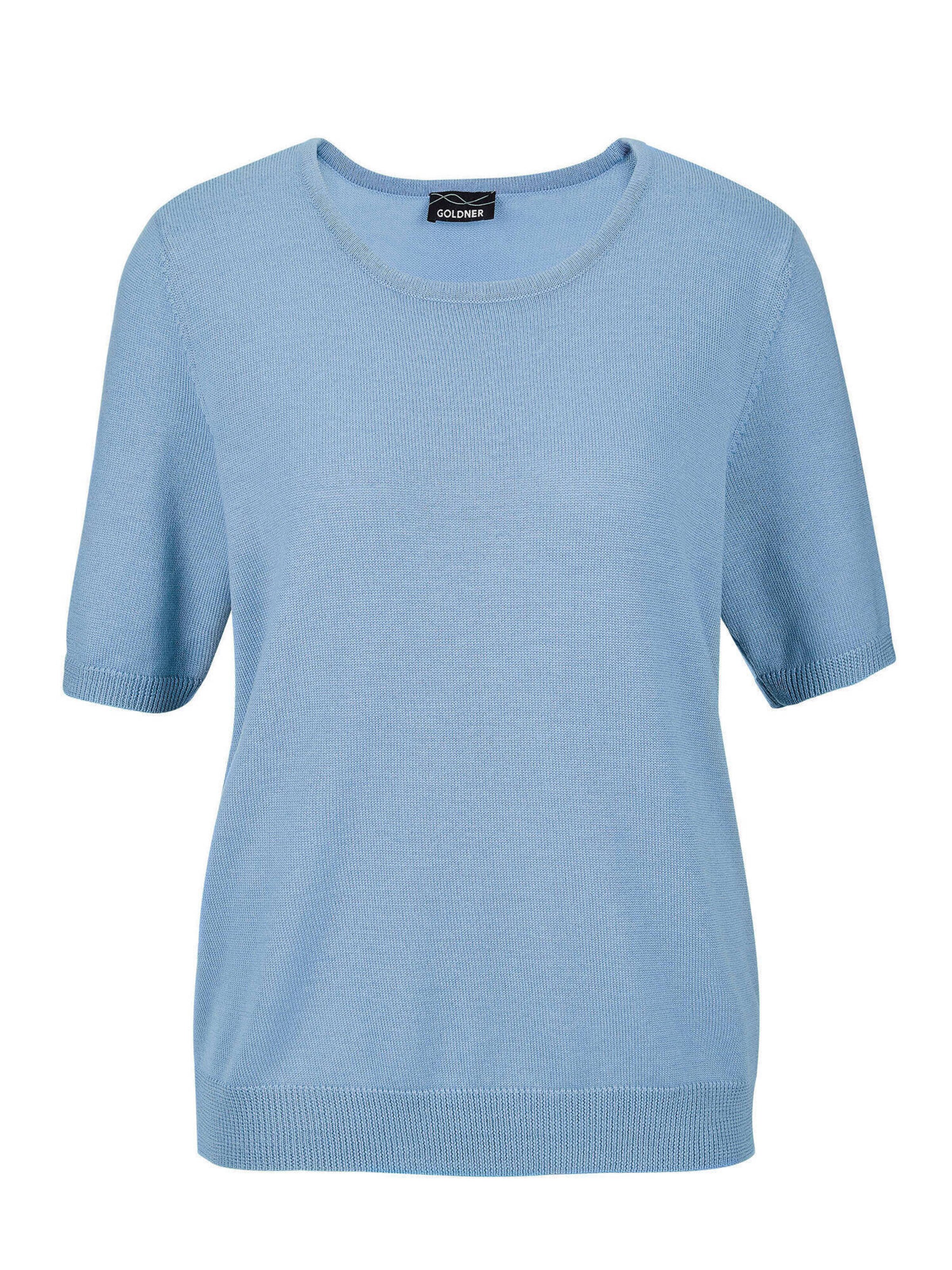 Goldner Pullover in Blau: Vorderseite