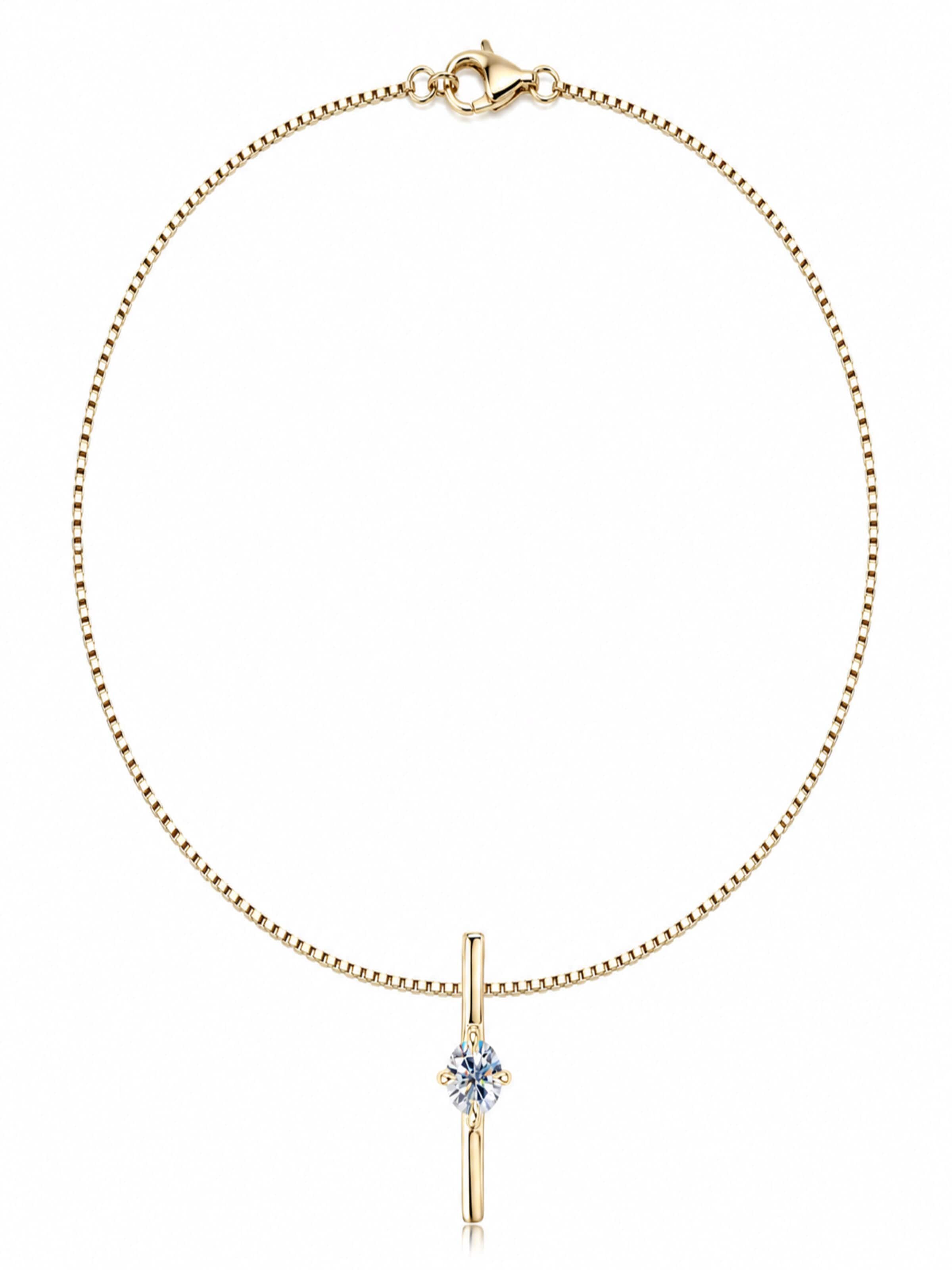 ROUGEMONT Jewellery Necklace 'Moissanit Halskette 925 sterling Silber Aviana' in Gold: front