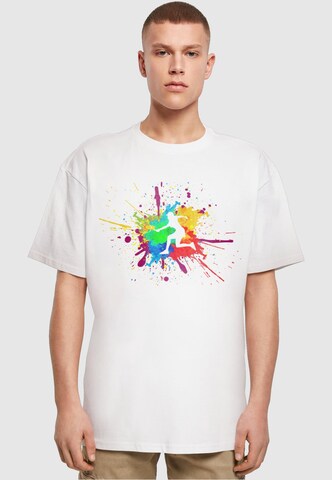 Merchcode T-Shirt 'Color Splash Player' in Weiß: predná strana