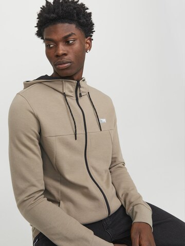 JACK & JONES Zip-Up Hoodie 'Air' in Beige