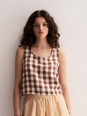 AmourLinen Top 'Ella' in Brown: front