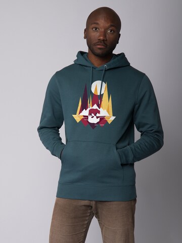 Sweat-shirt ' Von Bären und Bergen ' Watapparel en bleu : devant