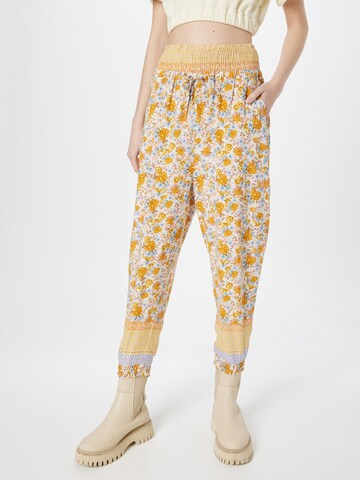 Cream Tapered Pants 'Olina' in Yellow: front