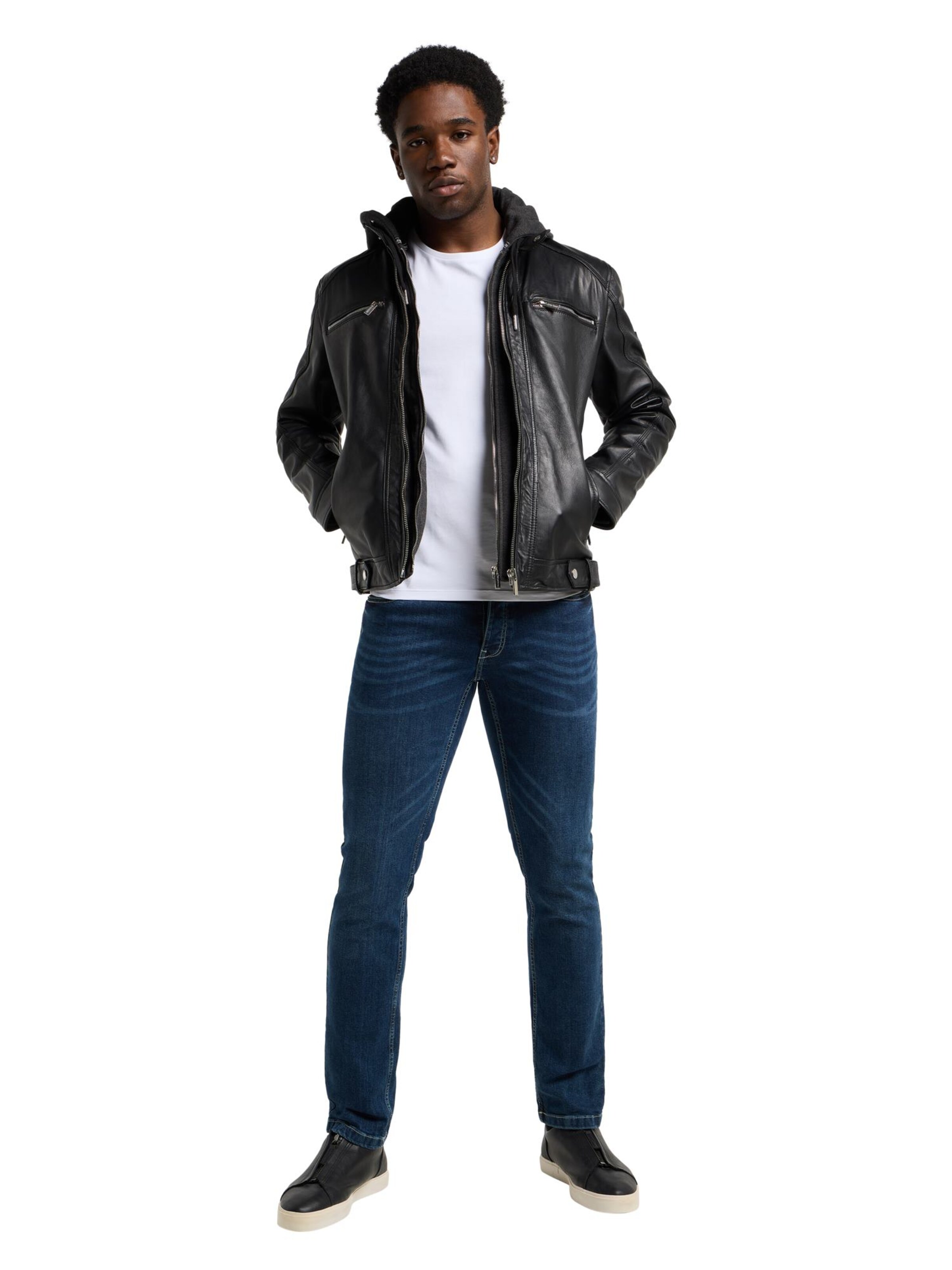 Bruno Banani Lederjacke 'Drake' in Schwarz