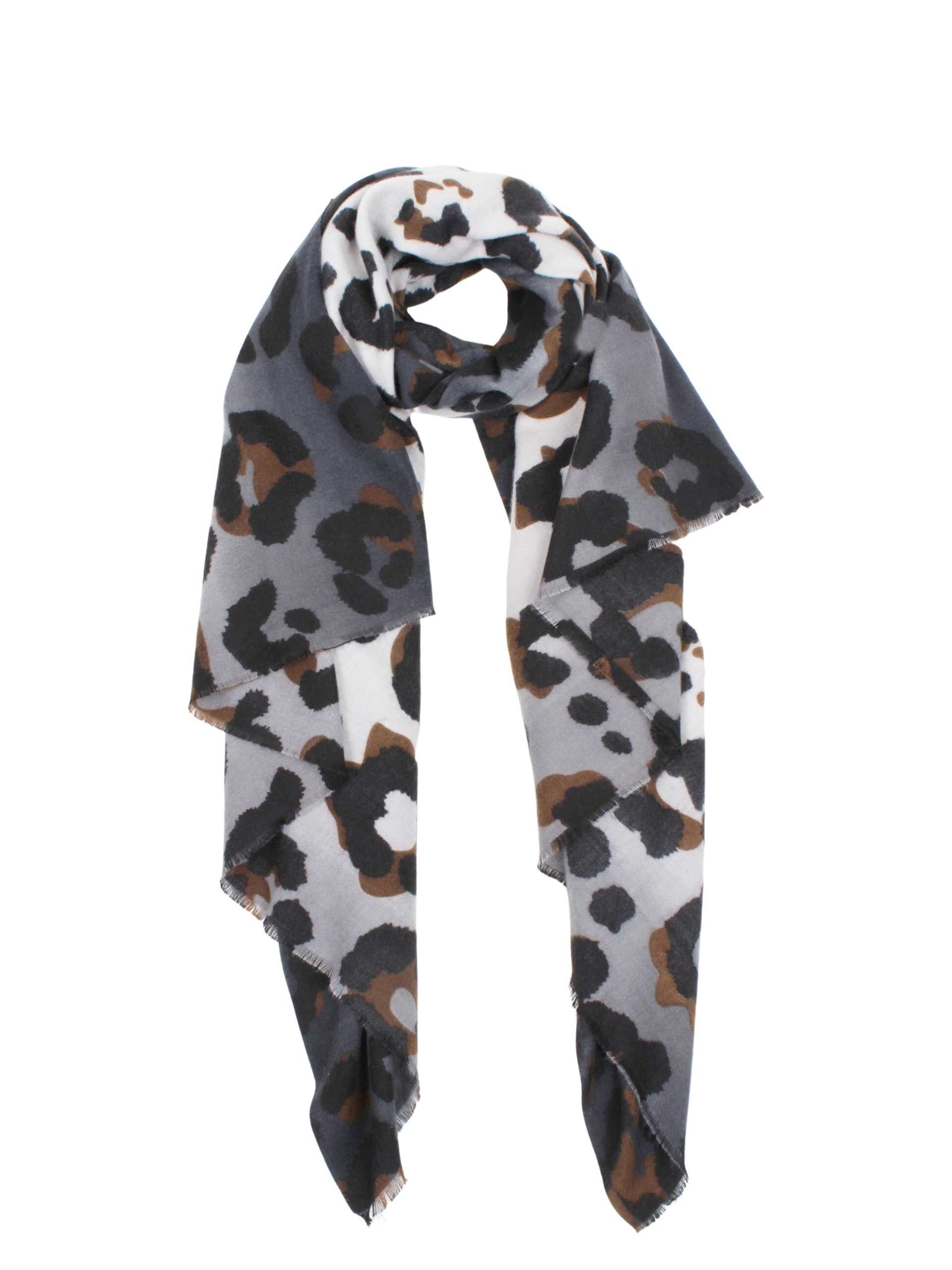 SAMAYA Leichter, weicher Modeschal 'Keelin' mit Zupffransen in Schwarz: Vorderseite