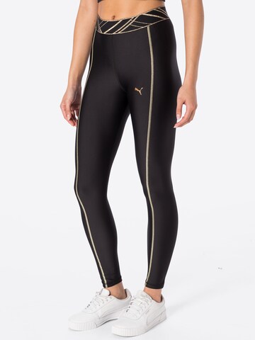 PUMA Skinny Workout Pants in Black: front