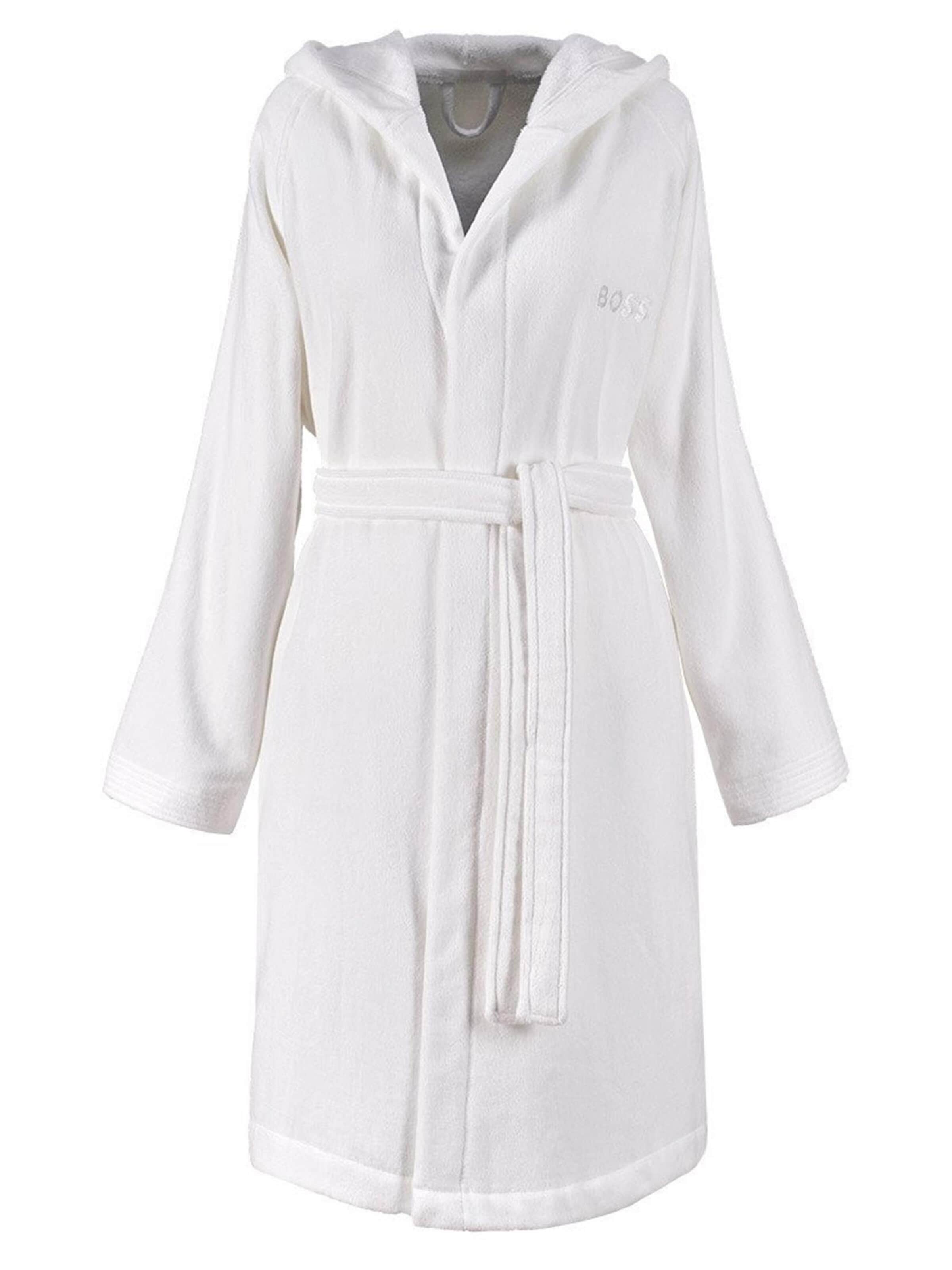 BOSS Home Long Bathrobe 'PLAIN' in White: front