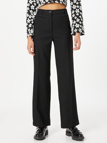 Monki Wide leg Pleated Pants in Black: front