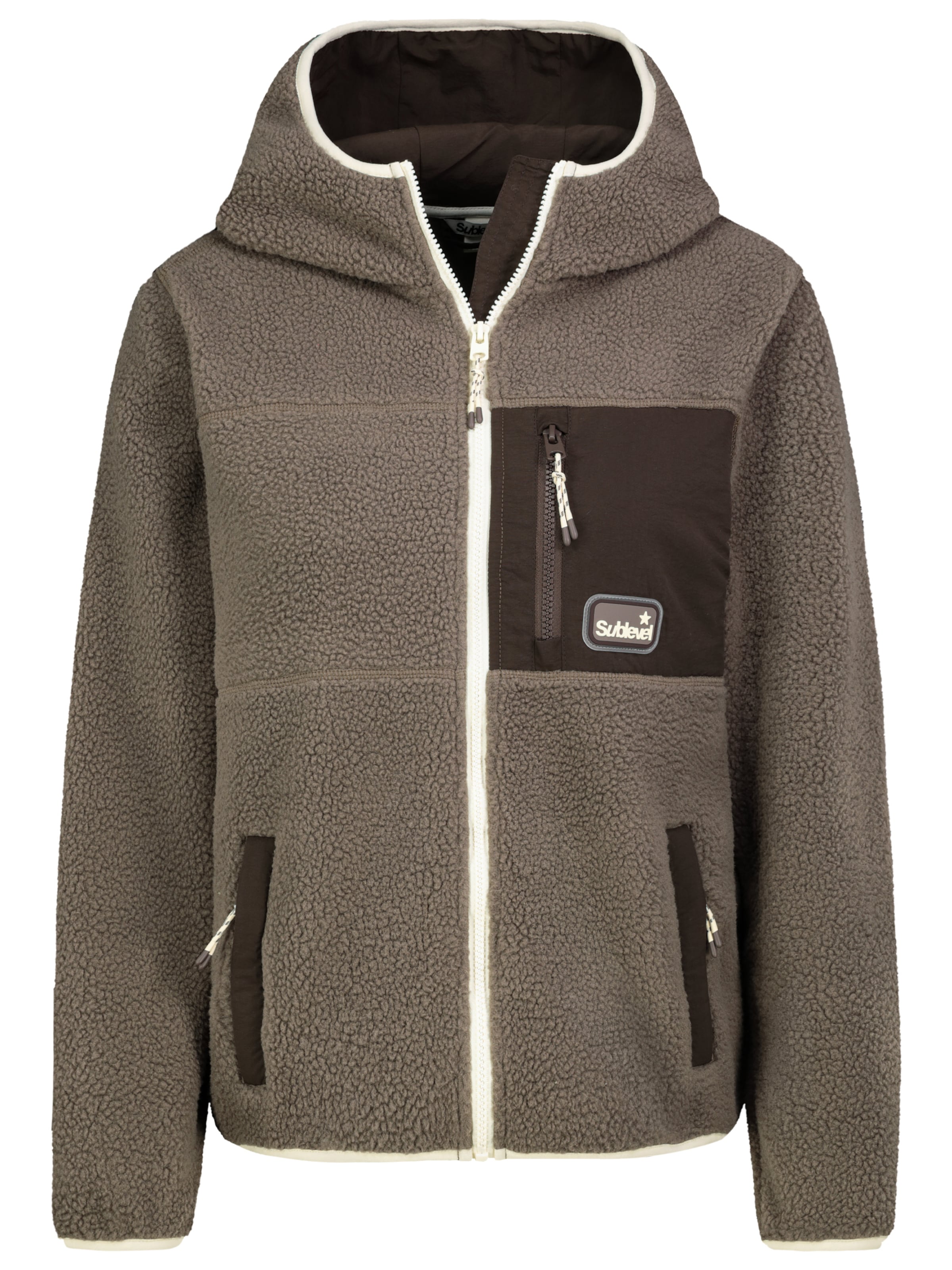 Sublevel Fleecejacke in Braun: Vorderseite