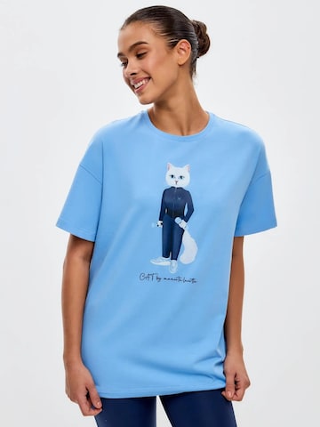 Cat e Lolette Shirts 'Sport cat with dumbbells' i blå