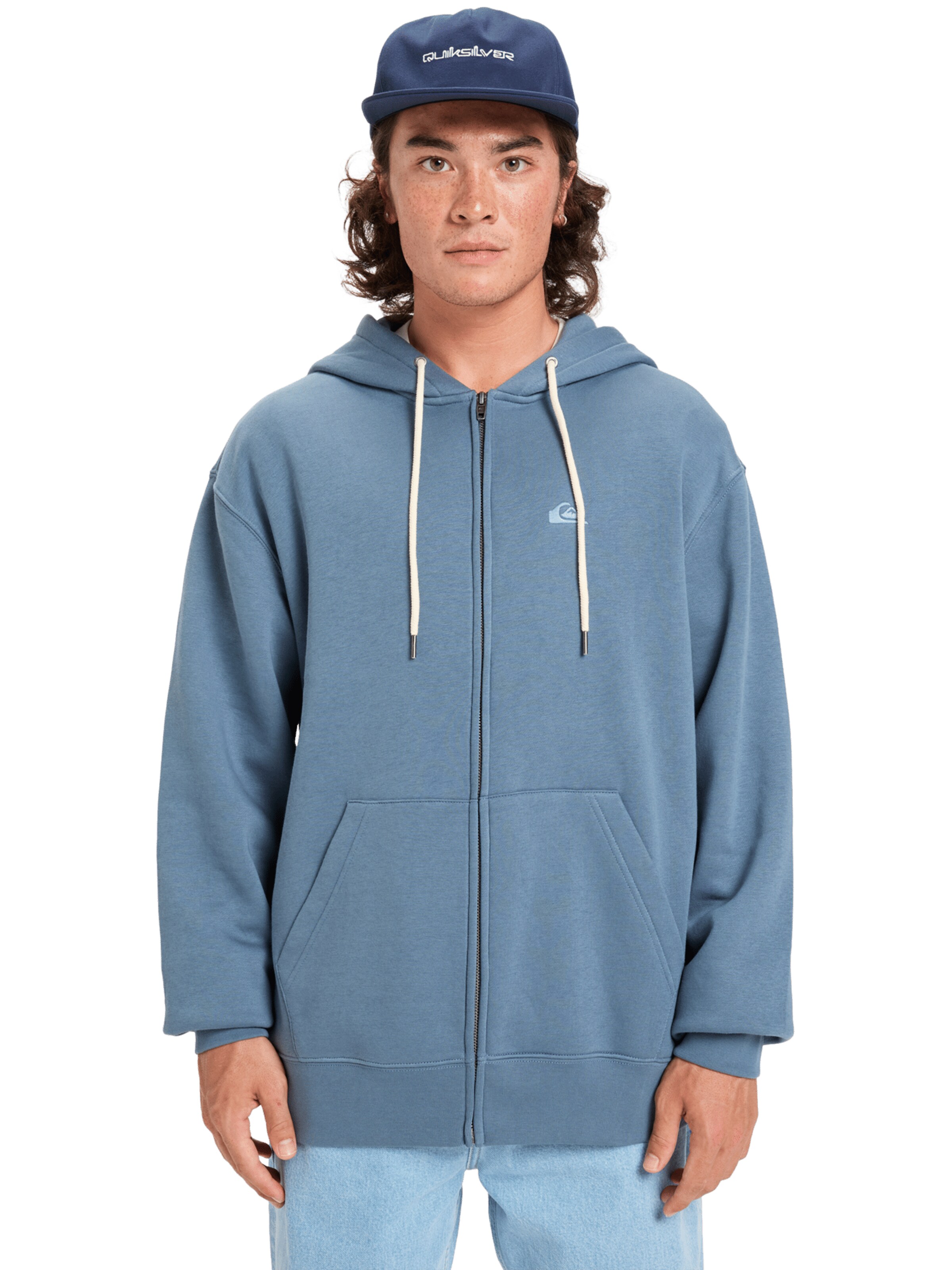 QUIKSILVER Zip-Up Hoodie 'Salt Water' in Blue: front