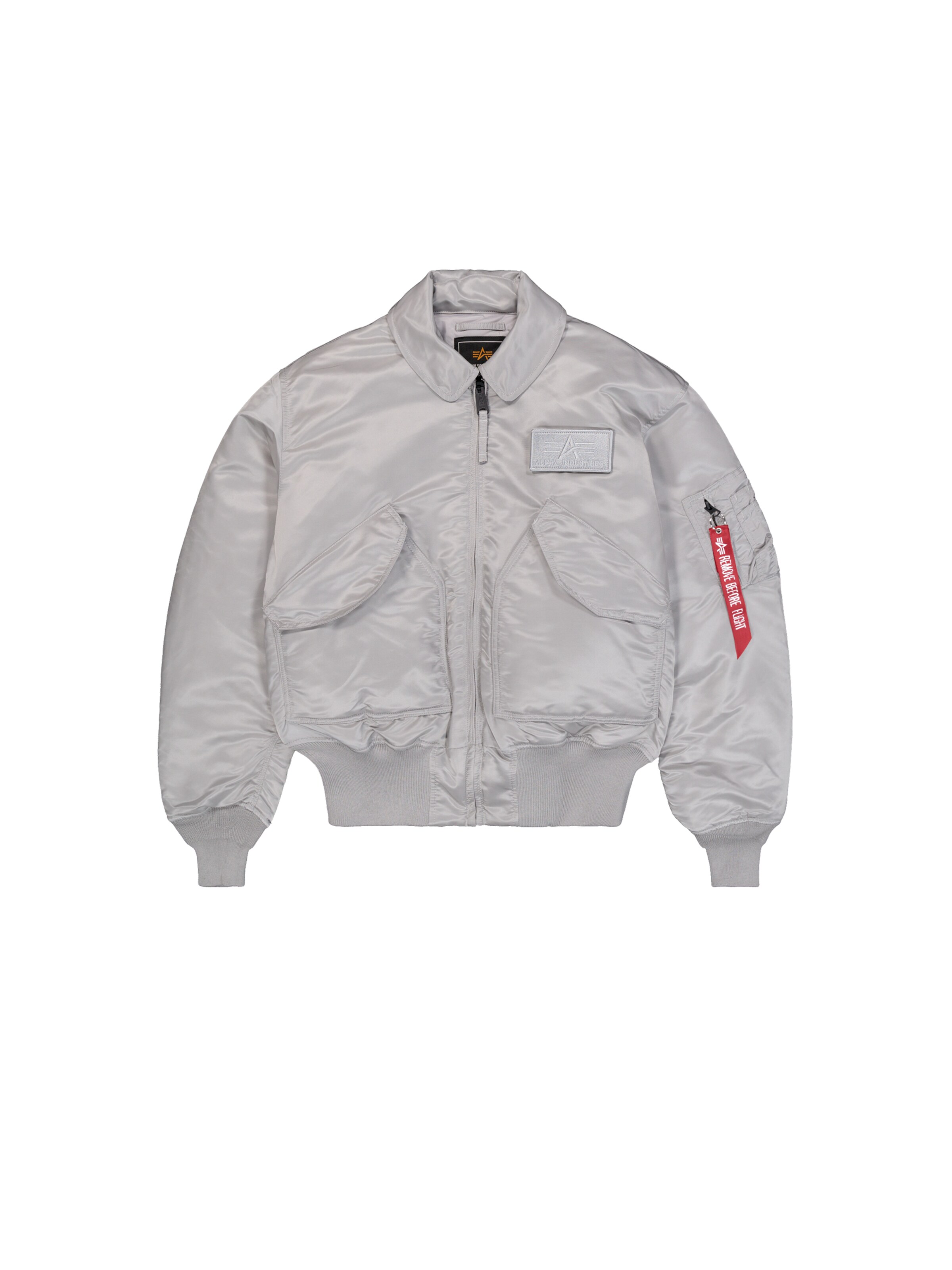 ALPHA INDUSTRIES Between-Season Jacket 'CWU-45 Heritage' in Silver: front