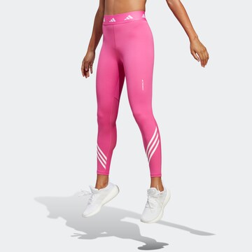 ADIDAS PERFORMANCE Skinny Sportbroek 'Techfit 3-Stripes' in Roze: voorkant