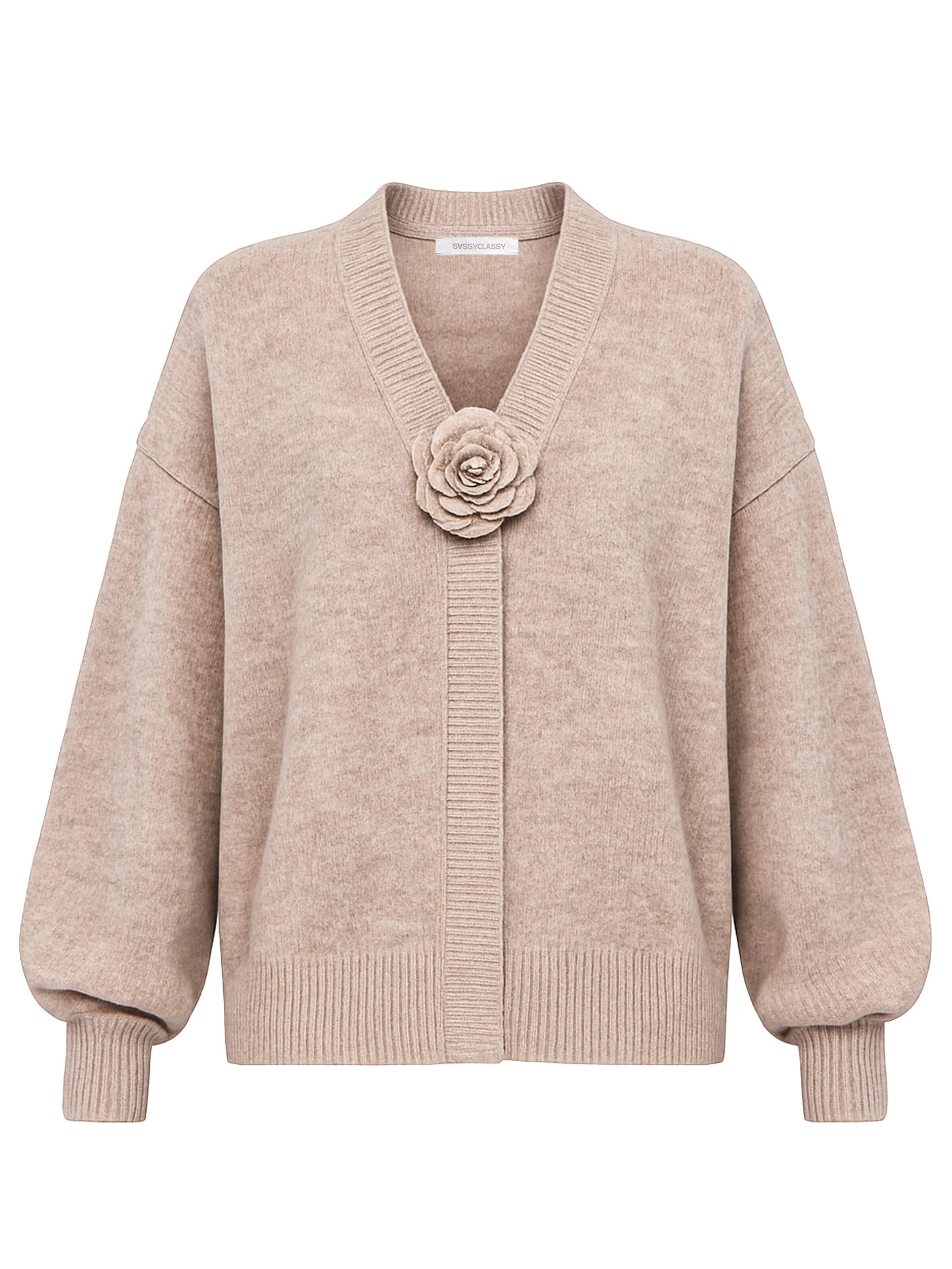 SASSYCLASSY Strickjacke‌‌‌‌‌‌ in Grau: Vorderseite