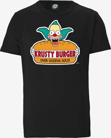 LOGOSHIRT T-Shirt 'Simpsons - Krusty, der Clown' in Schwarz: predná strana