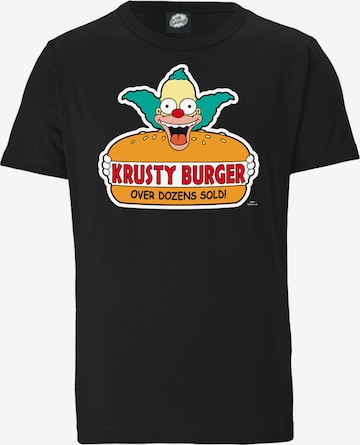 LOGOSHIRT T-Shirt 'Simpsons - Krusty, der Clown' in Schwarz: predná strana