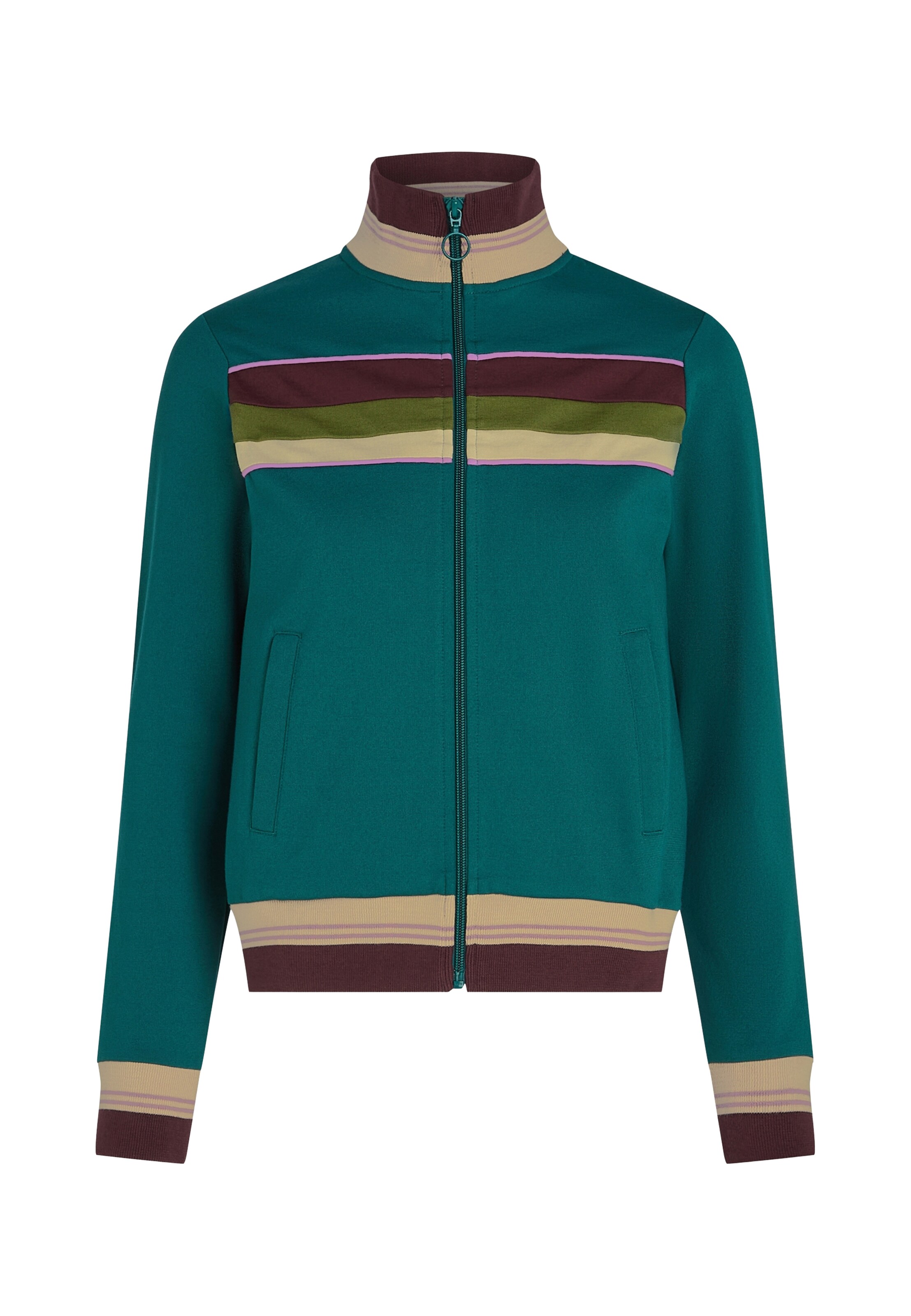 King Louie Sweat jacket 'Daytona' in XS in Beige / Olive / Emerald / Lavender, Item view