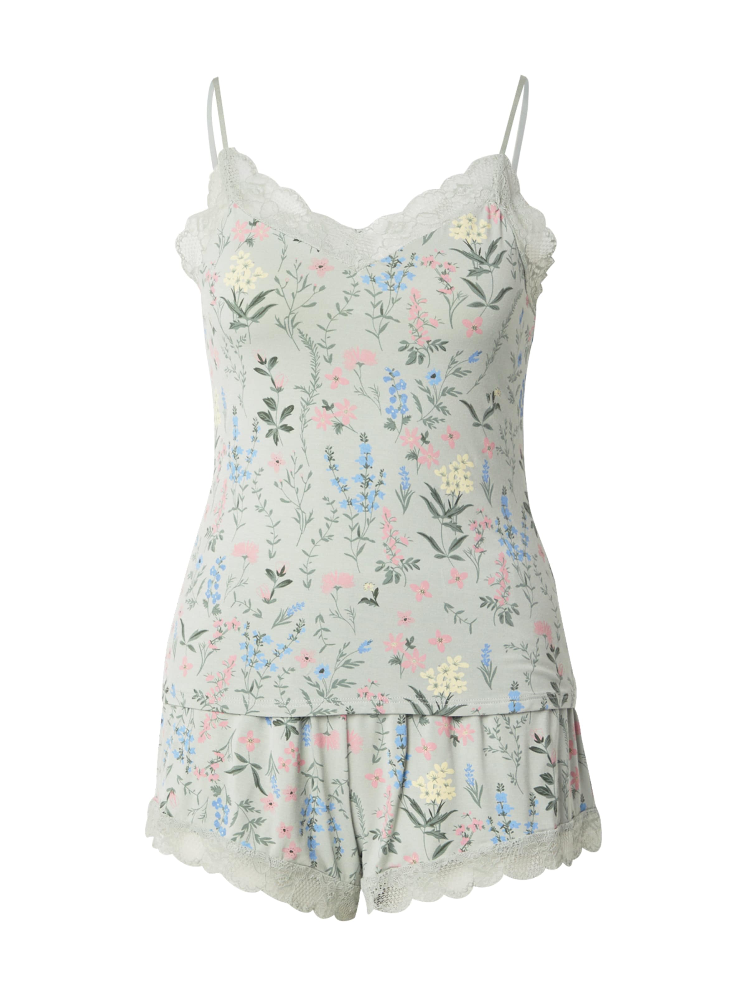 Hunkemöller Kort pyjamas 'Cami' i himmelsblå / ljusgul / pastellgrön / rosa, Produktvy