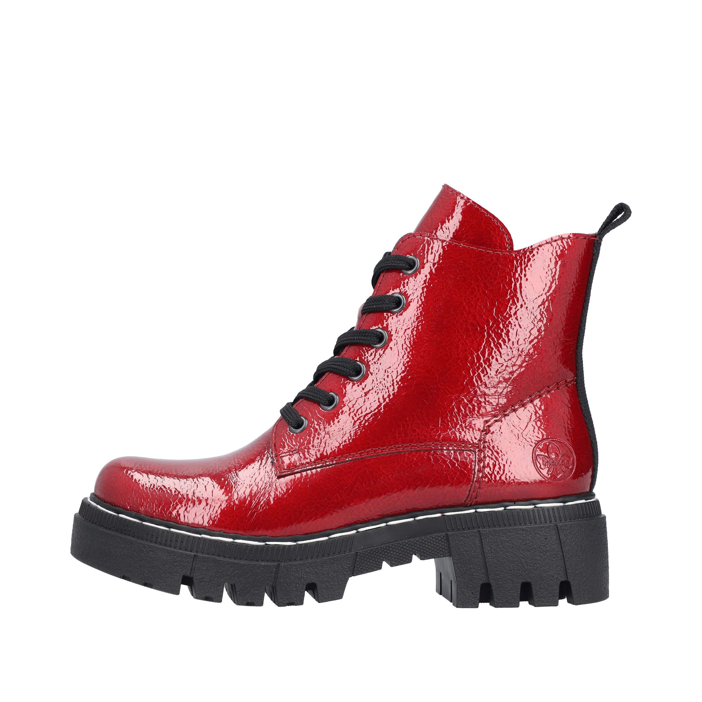Rieker Lace-Up Ankle Boots in Red