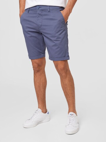 KnowledgeCotton Apparel Regular Chino in Blauw: voorkant