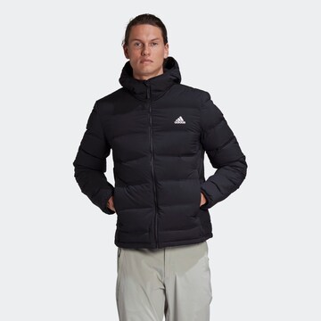 ADIDAS SPORTSWEAR Outdoorjas 'Helionic Soft Hooded' in Zwart: voorkant