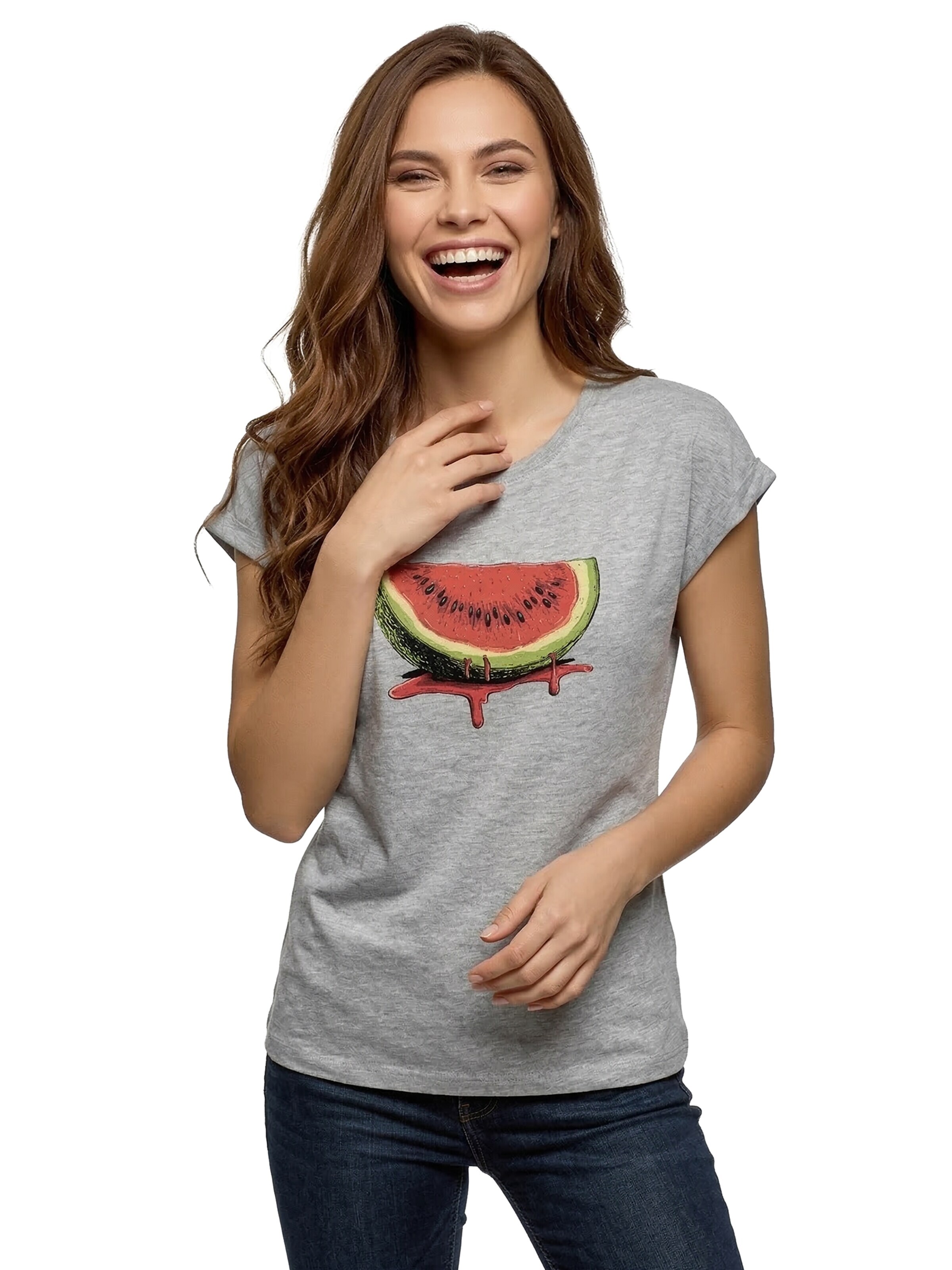 MAKAYA Shirt 'Watermelon' in Grey