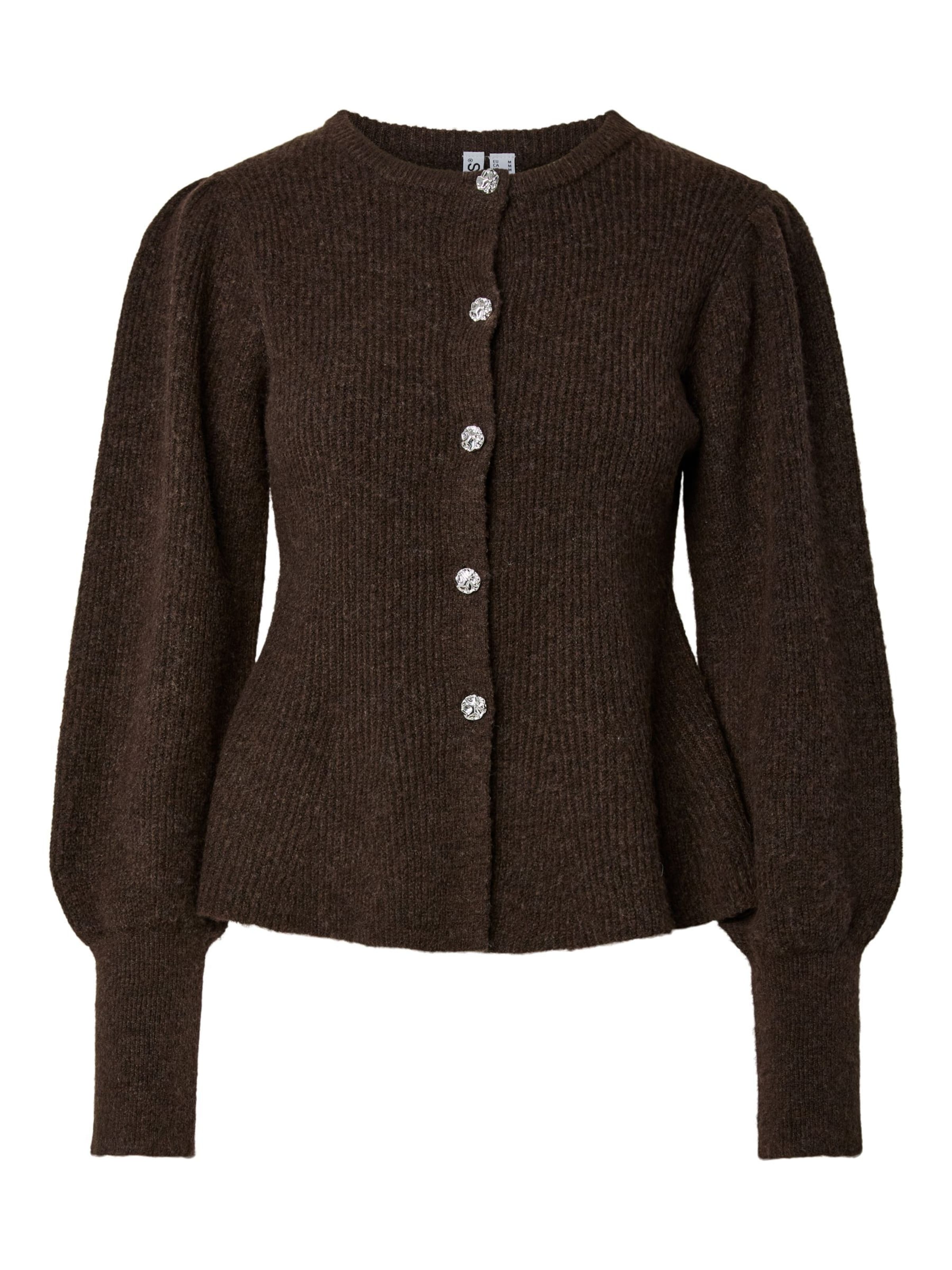 PIECES Knit cardigan 'PCAnnie' in Brown: front