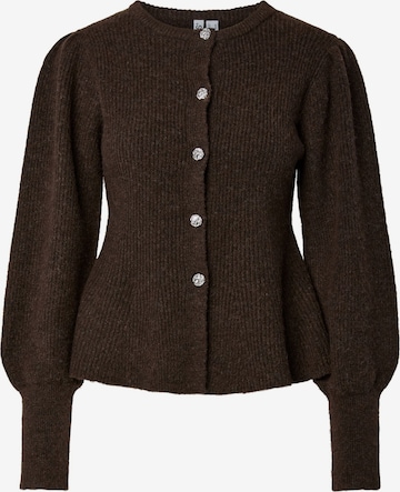 PIECES Knit Cardigan 'PCAnnie' in Brown: front